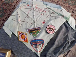 1970's BSA CAMP TUCKAHOE White Rose/York Adams Neckerchief & Patches Lot VG ! - Picture 1 of 1