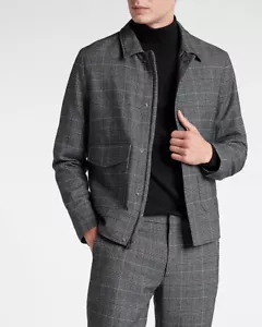 NEW EXPRESS $228 CHARCOAL PLAID WOOL BLEND JACKET SZ XL EXTRA LARGE - Picture 1 of 4