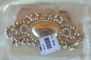 New in Pkge Brass Gold Tone Metal Ornate Furniture Back Plate w Drop Handle Pull - Picture 1 of 6
