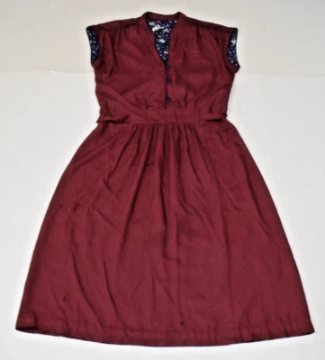 复古礼服 PBJ S 码 90 年代 Merlot 红色纽扣紧身衣背部领带柔软人造丝混纺 — 第 1/4 张图片