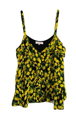 $218 BLUSA PARKER MUJER TOP TALLA PEQUEÑA S ESTAMPADO LIMÓN VOLANTES SIN MANGAS Foto 1 de 3