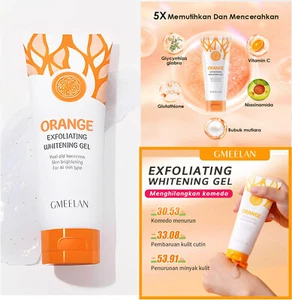 Gmeelan Orange Gel Exfloliating Body Scrub Cleaner Facial Acne Look Bright 50 g. - Picture 1 of 14