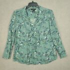 Stye & Co. Long Sleeve Tops Womens Size Small Green Floral Print Loose Blouse 
