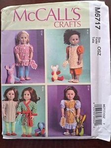 McCalls 6717 18" Doll Clothes NEW UNCUT SEW pattern Dress Robe Toy Slippers - Picture 1 of 2