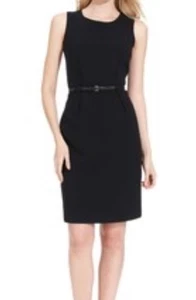 Calvin Klein Women's Sheath Dress, Size 8, Black, Sleeveless, Belt, Lined, NWT - Picture 1 of 12