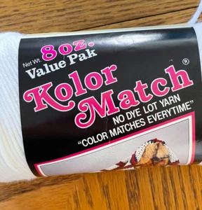 Caron KOLOR MATCH Worsted Weight Acrylic Yarn color 1001 White - 8oz 413 yards - Picture 1 of 6