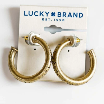 New Lucky Brand Boho Heavy Hoop Earrings Retro Women Party Vacation Jewelry Gift - Image 1 of 4