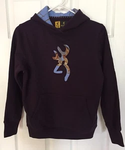 Browning Youth Nightside Buckmark Camo Purple/Blue Sweatshirt Hoodie NWT - Sz M - Picture 1 of 4
