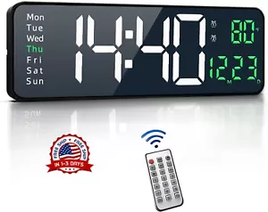 Digital Wall Reloj Con Pantalla Grande, Relojes De Pared Grandes De 16,2" - Picture 1 of 8