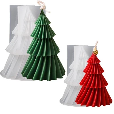 2 Pezzi Stampo Candela Stampi in Silicone, Albero di Natale Stampo Candela, 3D F - Immagine 1 di 4
