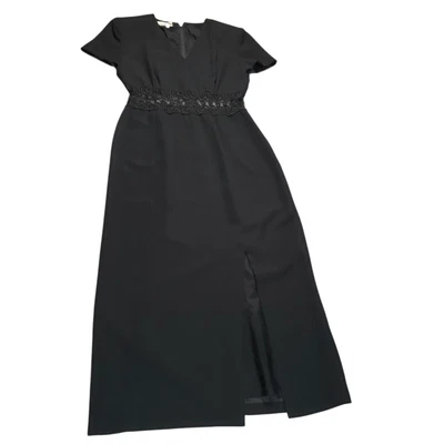 Vestido midi vintage Maggy London para mujer talla 12 peek a boo cintura clásico LBD Foto 1 de 4