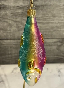 VINTAGE GERMANY GLASS BLOWN CHRISTBORN RAINBOW FISH 5.25" CHRISTMAS ORNAMENT - Picture 1 of 8