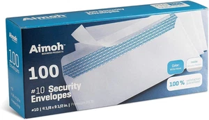 #10 Security Self Seal Envelopes – 100 Qty |No Window, Enveguard, 4⅛ X 9½", Whit - Picture 1 of 12