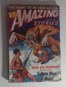 AMAZING STORIES PULP AUG 1941 EDGAR RICE BURROUGHS YELLOW MEN OF MARS - Picture 1 of 6