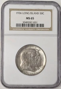 1936 Long Island Commemorative Half Dollar NGC MS-65 - Picture 1 of 2