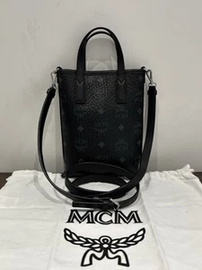 Authentic MCM Mini Tote Visetos Black Leather Crossbody Bag - Picture 1 of 11