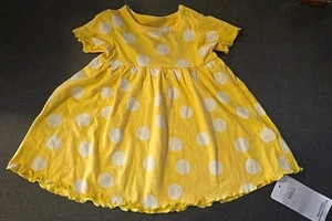 girls 6-9 months M&S Yellow Polka Dots tunic dress summer spanish clothes next d - Picture 1 of 6