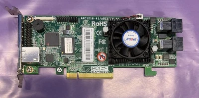 Areca Raid 6 Card ARC-1226-8I for Server RJ-45 Ethernet - Fan Runs - Read Below - Image 1 of 4