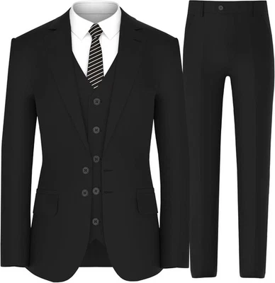 Men’s Suit Set 3 Piece Jacket Vest Pants for Business Wedding Dress Suits - Image 1 of 4