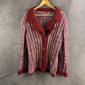 Vintage 80s acrylic wool knit cardigan 34 Sleeve Womens Size L slim fit boho - Picture 1 of 11