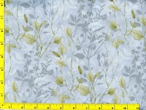 Blaugraue & grüne Blattranken auf hellblau Meterware CSHLEA04700 - Bild 1 von 1