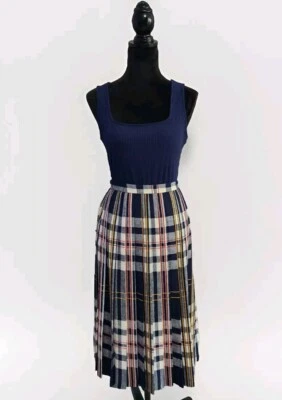 Vtg Lord & taylor Evan Picone Blue Tartan Tweed Pleated Midi Skirt  Size 10 EUC - Image 1 of 4