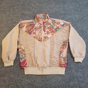 Vintage 1990's Silver Threads Windbreaker Full Zip Bat sleeve Colorful Jacket - Picture 1 of 17