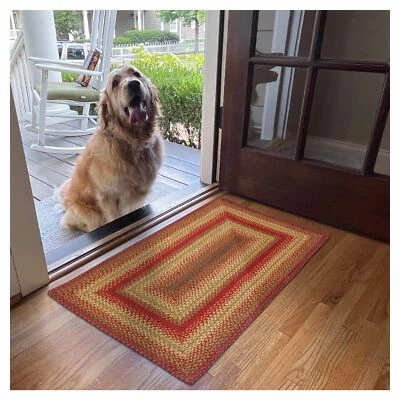 20x30” Rojo Recto. Alfombra trenzada. Alfombra de yute rojo de granero sidra. Usos - Alfombras de entrada Ki... Foto 1 de 4