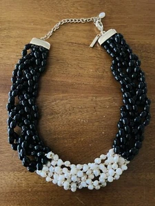 WHITE HOUSE BLACK MARKET WHBM Woven Pearl Beads Necklace - Picture 1 of 16