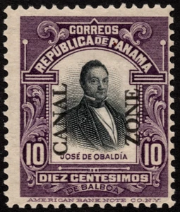Canal Zone Stamp Scott #35 Mint - 10 Cents Purple & Black w/ Type I Overprint - Picture 1 of 1