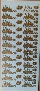 Stickerbogen * Hochzeit * Wir heiraten * Herzen * Gold * NEU - Bild 1 von 2