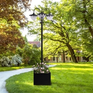 3 Head Waterproof Outdoor Solar Pole Lamp, Aluminum Classic Black Lamp Post - Picture 1 of 7