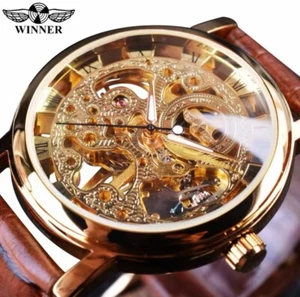 Winner Men's Wrist Watch Luxury Skeleton Watch Mechanical Hand Wound Wristwatch - Picture 1 of 12
