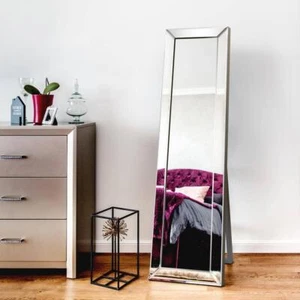 Empire Art Direct Floor Mirror 64"H Oversized Beveled Glass Wooden Frame Clear - Picture 1 of 10