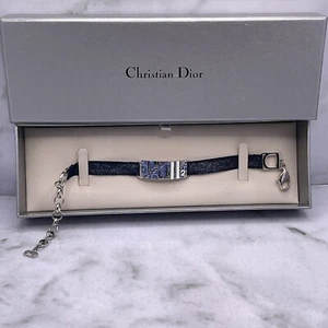 Vintage Christian Dior Galliano Varsity Diorissimo Denim & Metal Bracelet 24cm. - Picture 1 of 24
