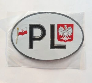 Vintage Poland Oval Sticker Decal - Polish Flag Country 4" Silver Outline  - Bild 1 von 4