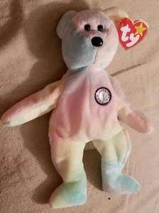 1999 Beanie Baby....BB Birthday Bear (Rainbow Colors) w/ Ty Tag - Picture 1 of 1