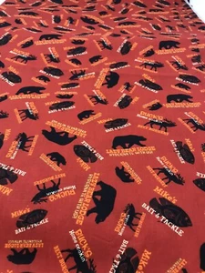 Orange Bait & Tackle Fishing Fabric Outdoors 14" x 45" Cotton Quilting Man F33 - Bild 1 von 3