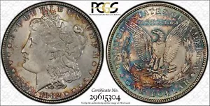1882 Silber Morgan Dollar PCGS MS 64+ plus Planchet Rim Clip Prägefehler getönt - Bild 1 von 12