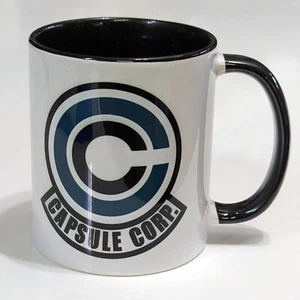 11 oz Capsule Corp Anime Art Ceramic Coffee Mug 2 Tone Black White - Imagen 1 de 1