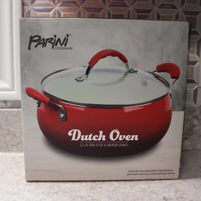 Horno holandés Parini olla de cerámica esmaltada de aluminio antiadherente de 5,5 cuartos Foto 1 de 4