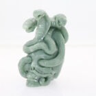 Height 3.2" GREEN STONE Carved Three Snake Crystal Skull Crystal Healing Reality