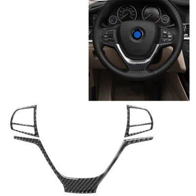 3PCs For BMW X3 F25 X4 F26 2011-2017 Carbon Fiber Steering Wheel Cover Trim - Image 1 of 4