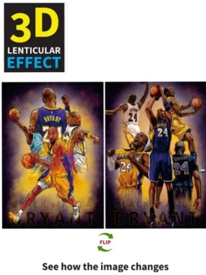 Kobe Bryant-Estrella de Baloncesto, Efecto Lenticular 3D, Cambio de 2 Imágenes Foto 1 de 4