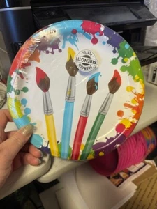 Art Party 8-3/4" Paper Plates 8 Per Pack Painting Birthday Paint Party Tableware - Picture 1 of 2