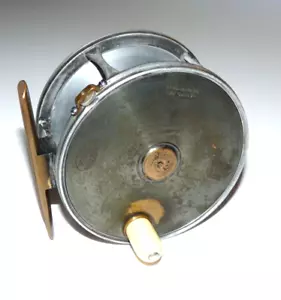 HARDY brass faced Perfect 4-1/4" with line guide waisted pillars c1900 (HP-15) - Picture 1 of 9