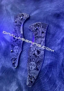 Yin-Yang - Ancient Samurai & Geisha - Spyderco Yojimbo 2 - Deep Laser Engraved - Picture 1 of 3