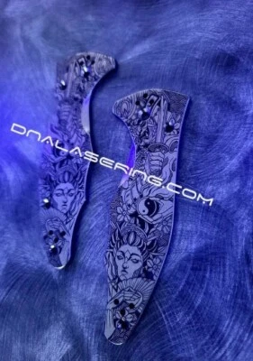 Yin-Yang - Ancient Samurai & Geisha - Spyderco Yojimbo 2 - Deep Laser Engraved - Image 1 of 3