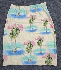 Farm Rio Midi Fitted Pencil Skirt Body Con Beach Tropical Palm Print Resort Med - Picture 1 of 8