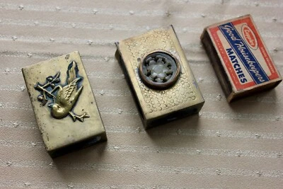 2) Antique Collectible Jade Chinese  Matchbox Case w/ Matches - Image 1 of 4